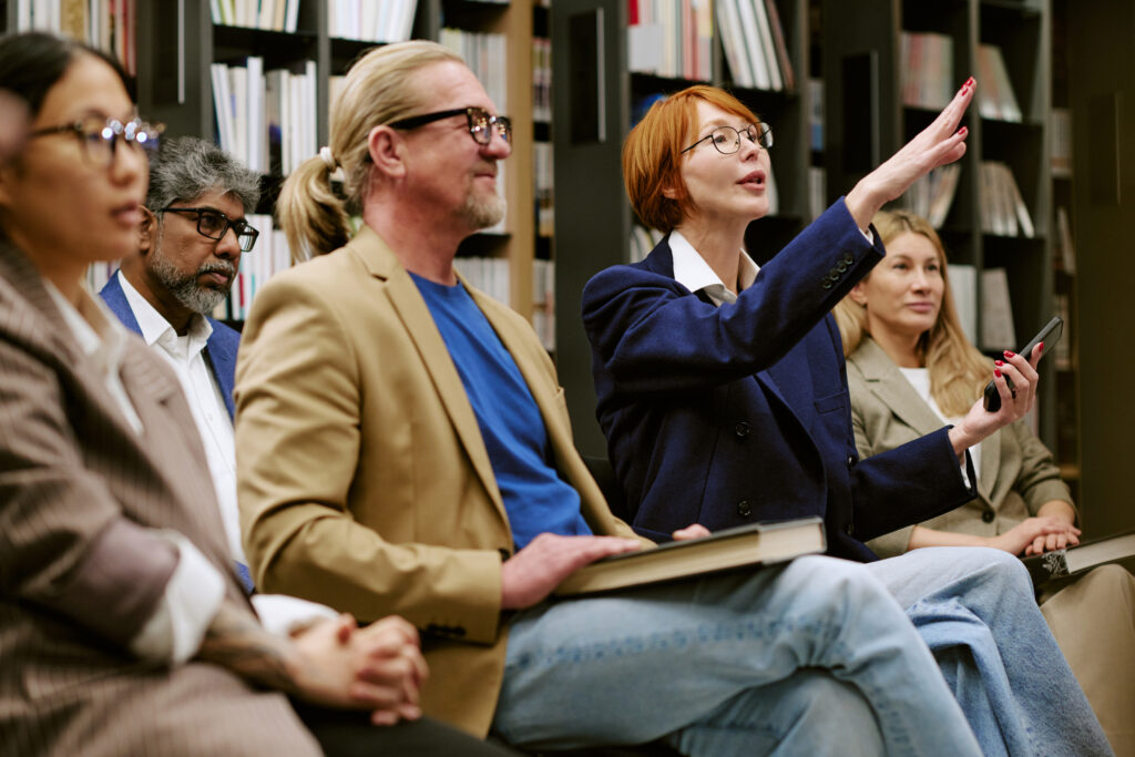 Salespeople attending a sales training program.